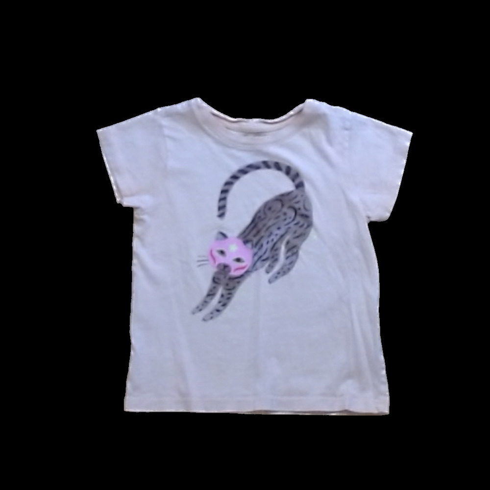 Tea Collection Girls Peach | Cat Shirt size: 3T